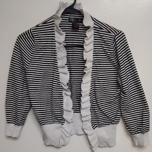 Striped Black and White Ruffle Sweater